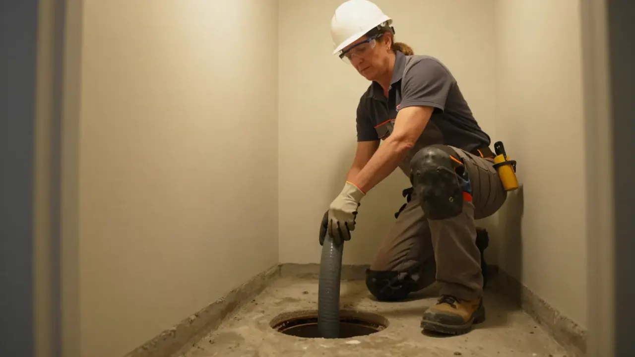 Epoxy Pipe Lining (Trenchless) in Missouri City, Texas: plumber feeding a flexible epoxy-saturated liner into an access